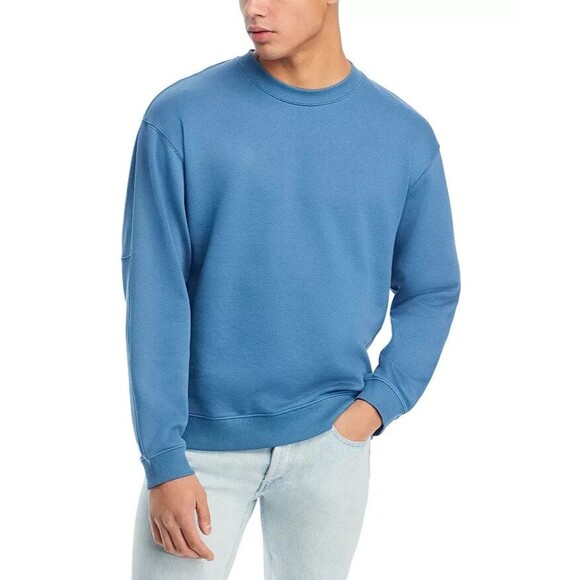 THEORY Sweatshirt Mens Medium Blue Pullover COLTS Crew Terry Knit $185 - Picture 1 of 9